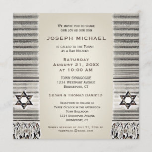 Gebet Shawl Tan Bar Mitzvah Einladung