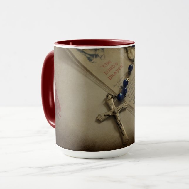 Gebet und Rosary Tasse (Vorderseite Links)