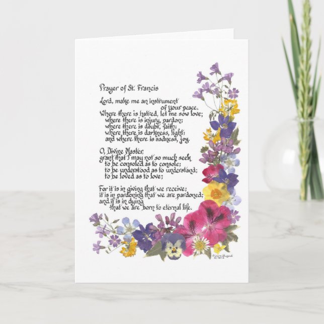 Gebet von St Francis Karte (Vorderseite)