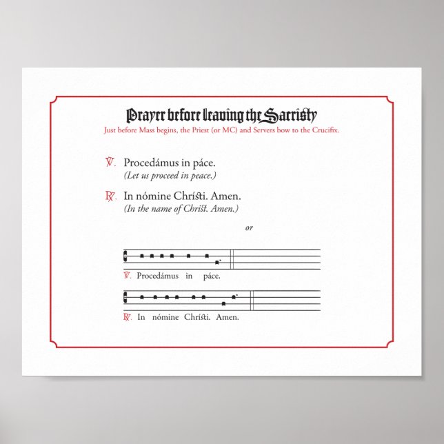 Gebet vor dem Verlass der Sakristin Poster (Vorne)