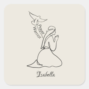 Gebet-Warrior-Design & Kundenname Quadratischer Aufkleber