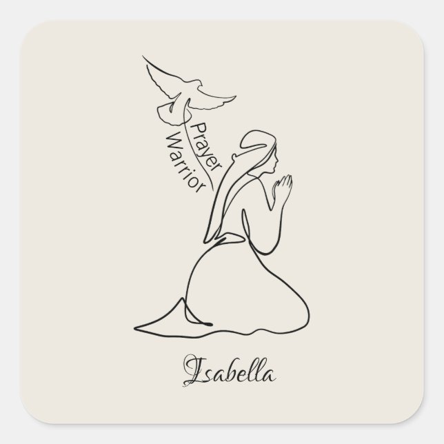 Gebet-Warrior-Design & Kundenname Quadratischer Aufkleber (Vorderseite)