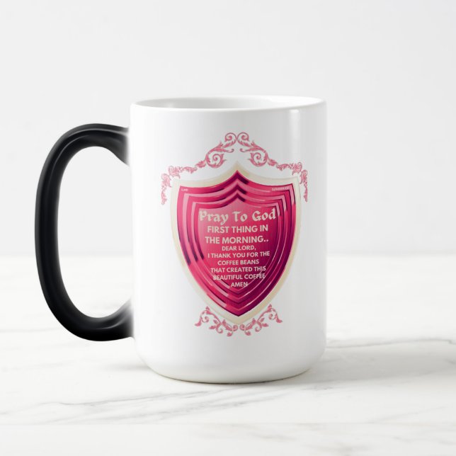 Gebet zu Gott Candy Apple Pink Design Morph Tasse (Links)