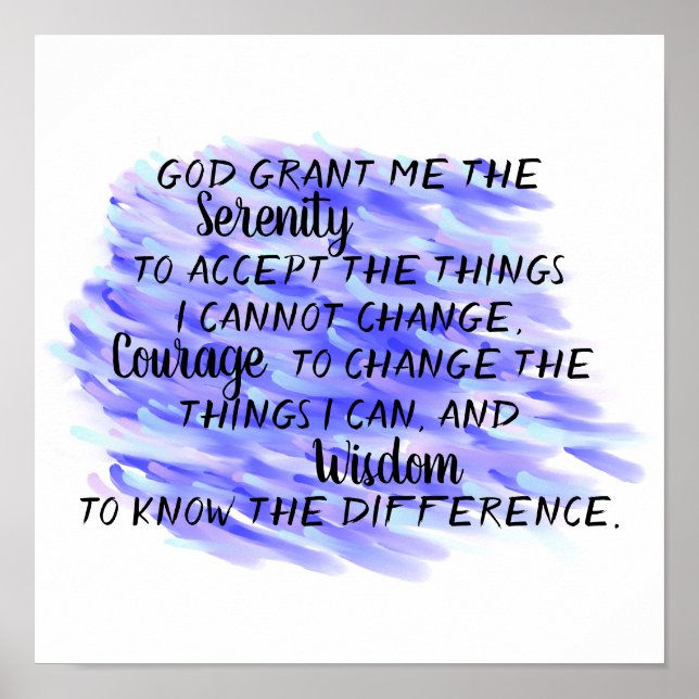 Gebete der Stille abstraktes blaues Aquarelldesign Poster (Vorne)