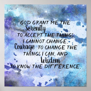 Gebete der Stille hübsches blaues Aquarelldesign Poster