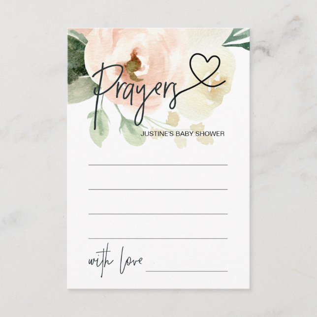 Gebete für Baby Neutral Baby Shower Game Card Begleitkarte (Vorderseite)