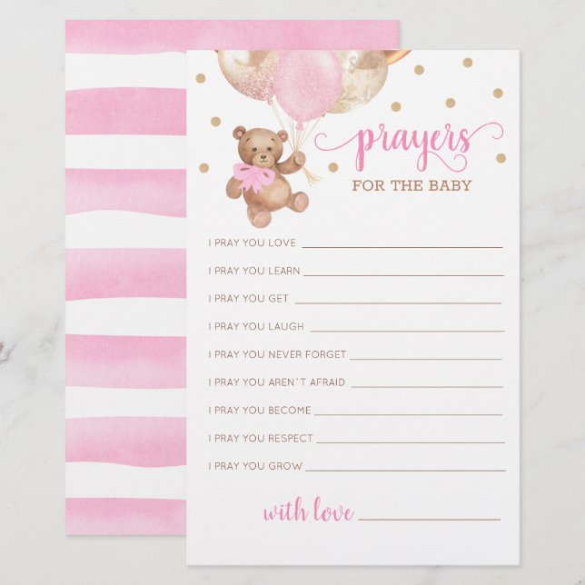 Gebete für Baby Shower Teddy Bear (Vorne/Hinten)