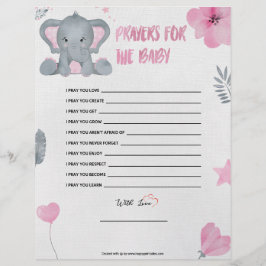 Gebete für das Baby [Baby Elephant [rosa] Briefbogen