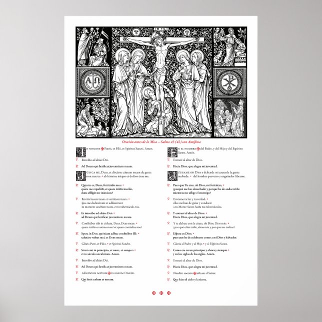 Gebete vor dem Massenplakat (lateinisch und spanis Poster (Vorne)