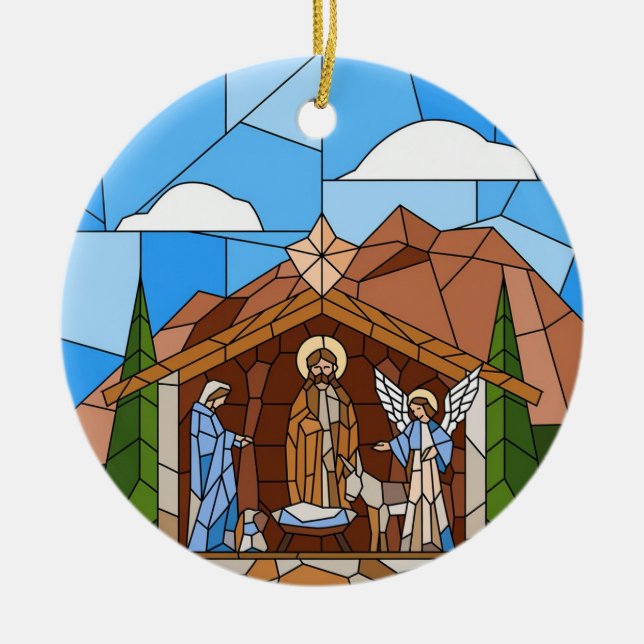 Gebetene Glaskunst, Geburt des Heiligen Jesus Keramik Ornament (Vorne)