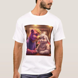 Gebeteter Moment: Ein farbenfroher Bär und schücht T-Shirt