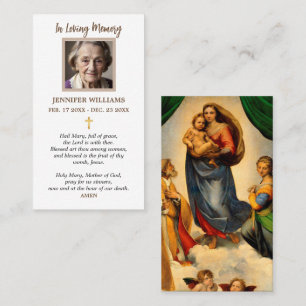 Gebetkarten Sistinsche Madonna mit Engeln Raphael Visitenkarte