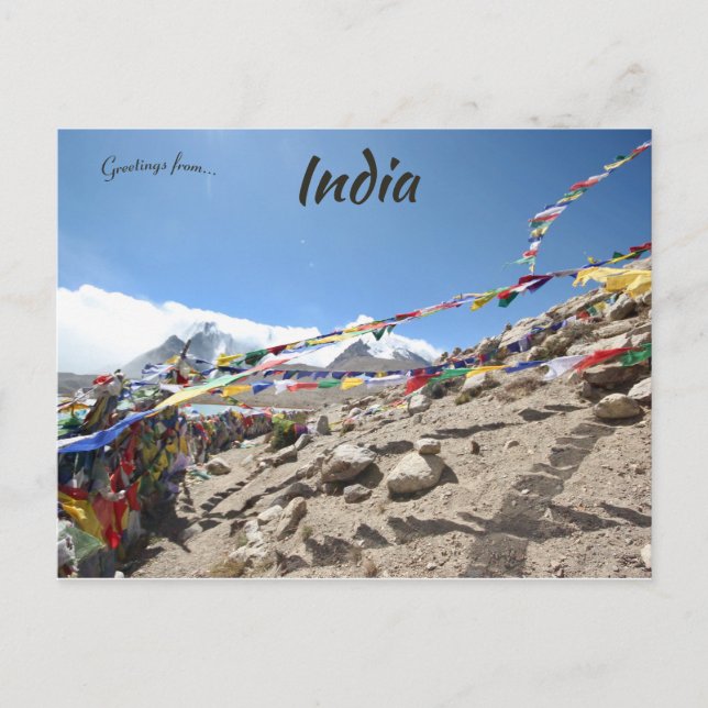 Gebetsfahnen am See Gurudongmar Sikkim Indien Postkarte (Vorderseite)