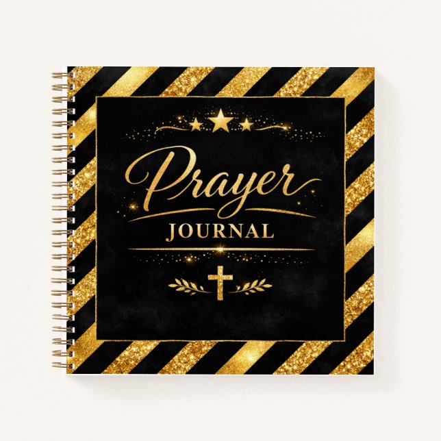 Gebetsjournal, Gold Schwarz Luxus Modern Luxe Notizbuch (Vorderseite)