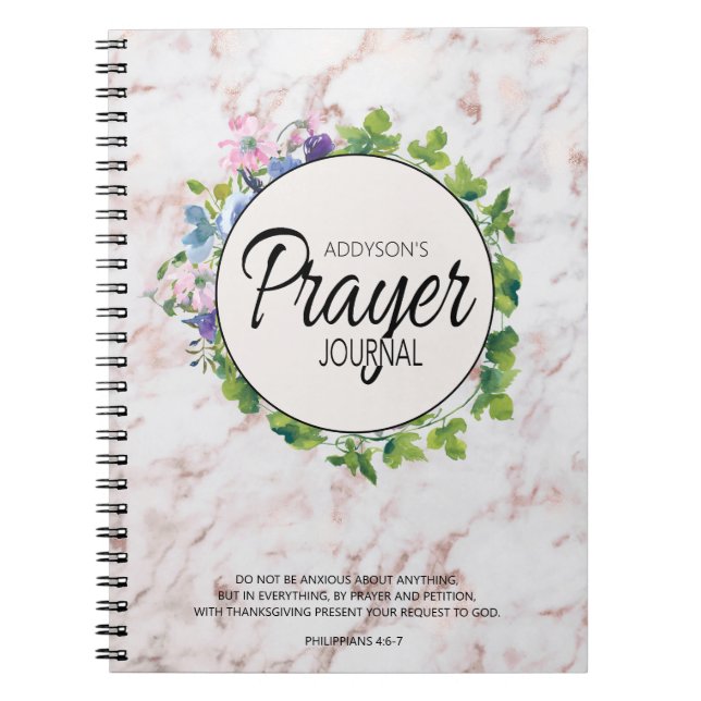 Gebetsjournal Rosa Florales Marmor Notizblock (Vorderseite)