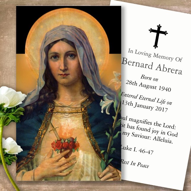 Gebetskarte | Antiquitätenherz Maria (catholic, religious, celebration of life, in loving memory of, prayer cards for bereavement)