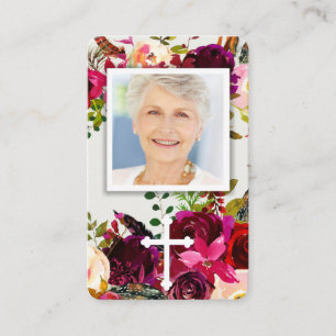 Gebetskarte   Floral Bordo & Cross Visitenkarte