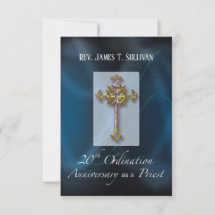 Gebetskarte Name 20. Ordination Jahrestag Blau Dankeskarte