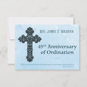 Gebetskarte Name 45. Ordination Jubiläumskreuz Dankeskarte