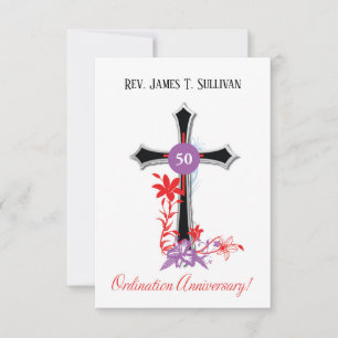 Gebetskarte Name 50. Ordination Jubiläum Schwarz Dankeskarte