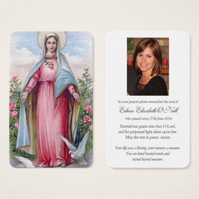 Gebetskarte | Vintag Heart Mary (Vorne & Hinten)