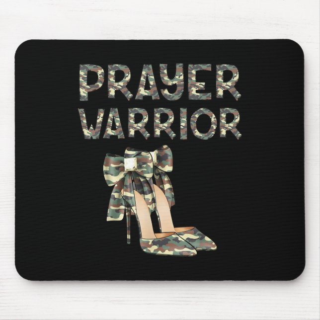 Gebetskrieger Camo High Heels Bogen Glaube Gott Je Mousepad (Vorne)