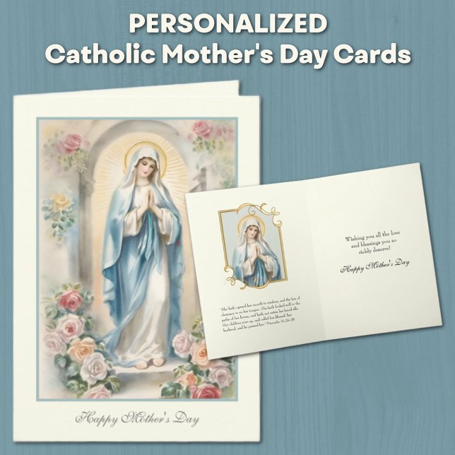 Gebetstag der religiösen Blumenmütter Karte (Traditional Catholic Blessed Virgin Mary Mother's Day Cards)