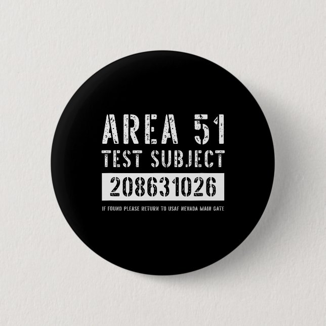 Gebiet 51 Prüfgegenstand 1026 Alien Entführung Hal Button (Vorderseite)