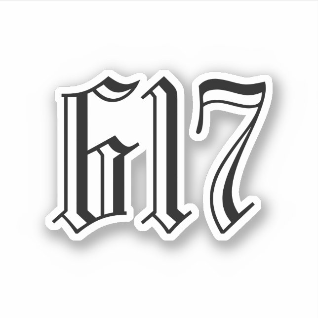 Gebiet Code 617 (Boston) Aufkleber (Vorderseite)