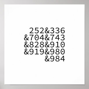 Gebiet Codes North Carolina Poster