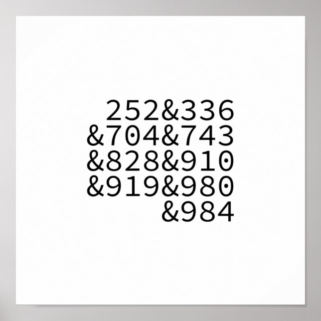 Gebiet Codes North Carolina Poster (Vorne)