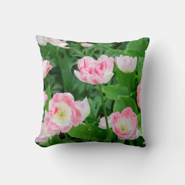 Gebiet der rosa Tulpen Kissen (Vorderseite)