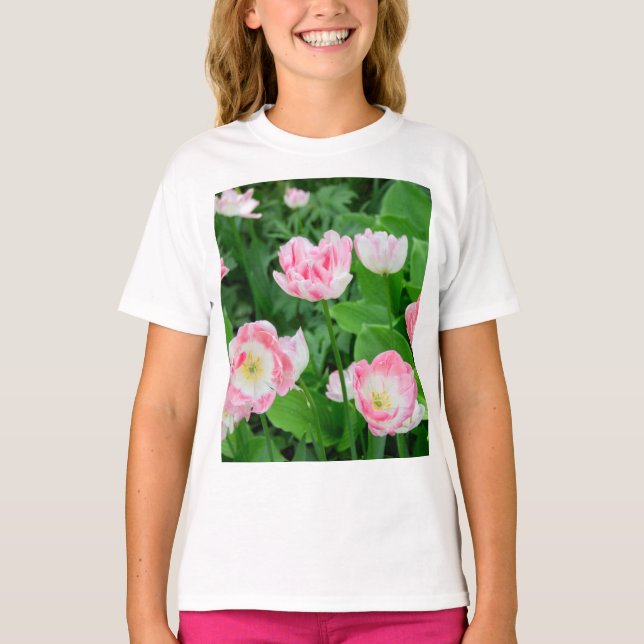 Gebiet der rosa Tulpen T-Shirt (Vorderseite)