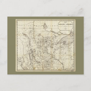 Gebiet Minnesota Map (1849) Postkarte