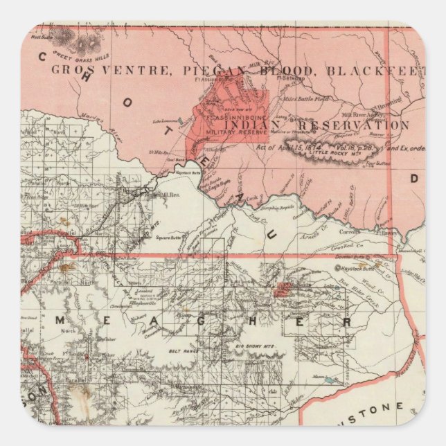 Gebiet Montana Quadratischer Aufkleber (Vorderseite)
