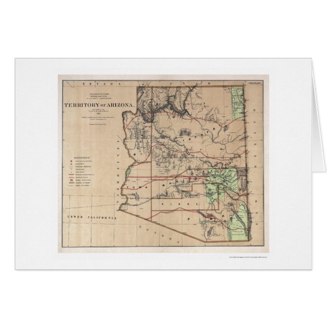 Gebiet von Arizona-Karte 1876 (Vorderseite (Horizontal))