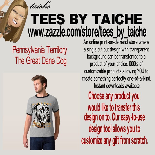 Gebiet von Pennsylvania Der große Däne Hund T-Shirt (Von Creator hochgeladen)