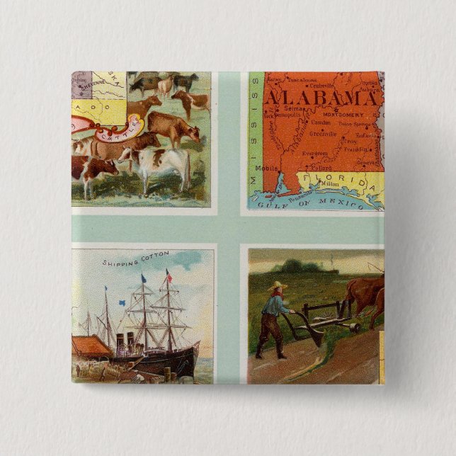 Gebiet Wyoming, Alabama, Louisiana, Kansas Button (Vorderseite)