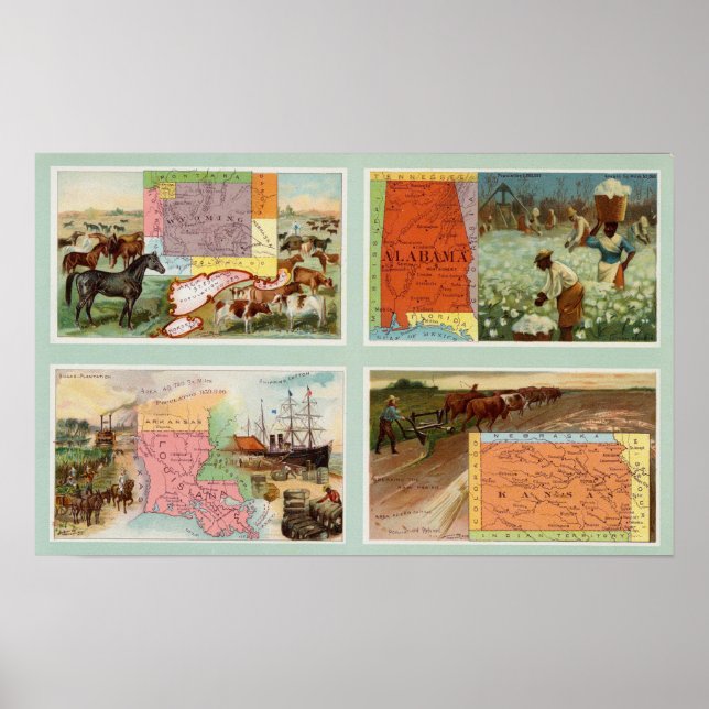 Gebiet Wyoming, Alabama, Louisiana, Kansas Poster (Vorne)