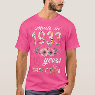 Gebildet 1933 Floral 89 Jahre alt 89. Geburtstagsg T-Shirt