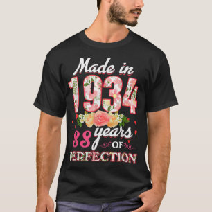 Gebildet 1934 Floral 88 Jahre alt 88. Geburtstagsg T-Shirt