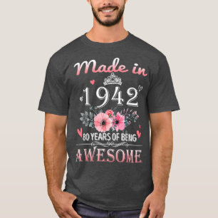 Gebildet 1942 Floral 80 Jahre alt 80. Geburtstagsg T-Shirt