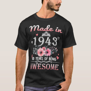Gebildet 1943 Floral 80 Jahre alt 80. Geburtstagsg T-Shirt