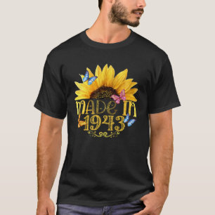 Gebildet 1943 Sonnenblume 80. b. Tag 80 Jahre Bein T-Shirt
