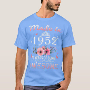Gebildet 1952 florale 70 Jahre alt 70. Geburtstags T-Shirt