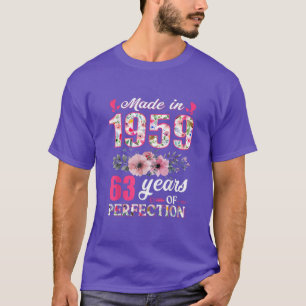 Gebildet 1959 Floral 63 Jahre alt 63. Geburtstagsg T-Shirt
