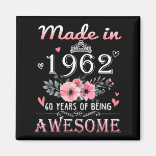Gebildet 1962 Blumengeschenk 60 Jahre alt 60. Gebu Magnet