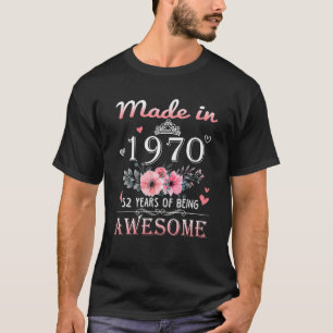 Gebildet 1970 floral 52 Jahre alt 52 Jahre Geburts T-Shirt