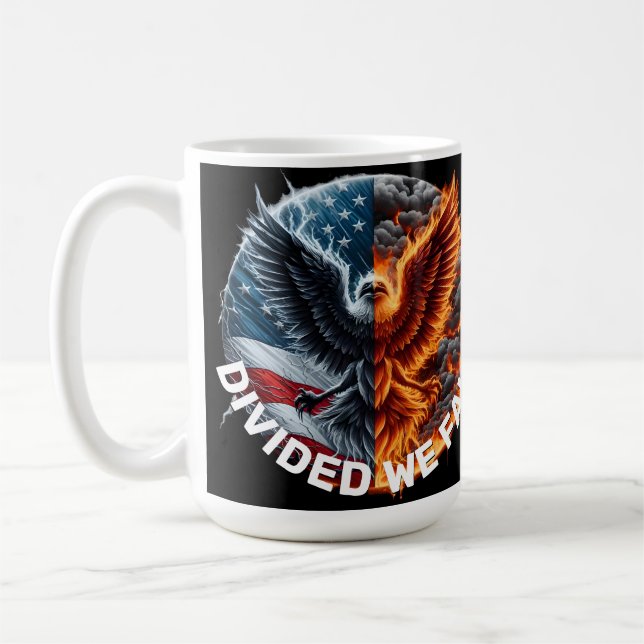 Gebildet fallen wir Brennende Flagge und Adler Kaffeetasse (Links)