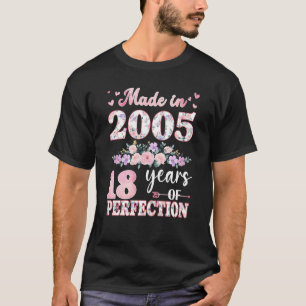 Gebildet im Jahr 2005 floral 18 Jahre alt 18 Jahre T-Shirt